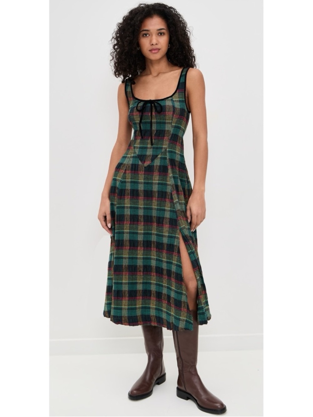 Free People Freya Plaid Midi Dress Size M